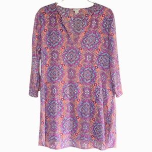J Crew Paisley Medallion Tunic in Pink/Orange Womens L